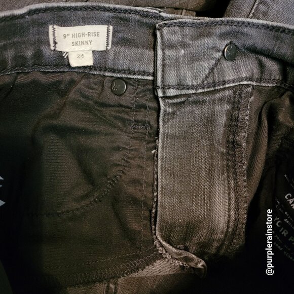 Madewell Jeans 26 Skinny 9" High Rise Black Sea Wash H2230 Tummy Control Raw Hem - Picture 4 of 12